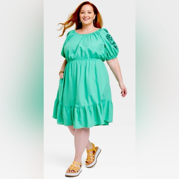 Knox Rose Mint Green Embroidered Boho Dress size 3X - Picture 7 of 10